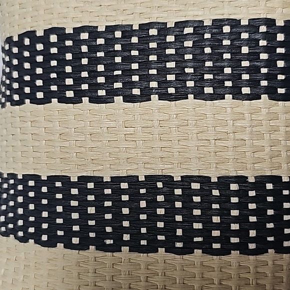 A New Day Straw Bracelet Pouch Purse Wristlet Bag Black Natural Striped Tan - Picture 11 of 13